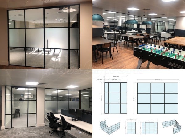 PSC UK CENTRAL SERVICES (City of London, London): Industrial-Style Soho Glazing Acoustic Glass Partitioning - Commercial Fit-out