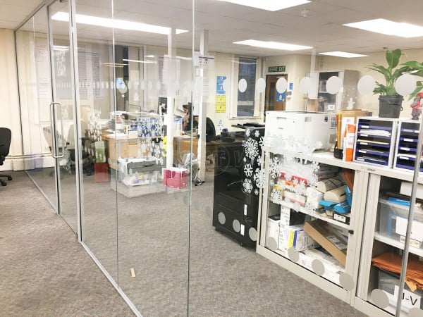 Pyramid Display Materials (Stretford, Greater Manchester): Toughened Glass Office Room Divider Screen With Door