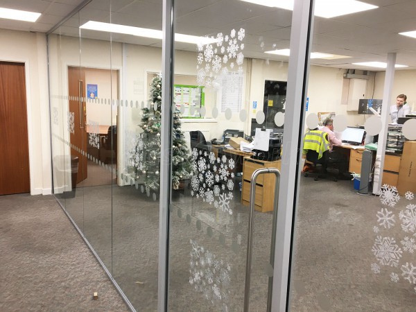 Pyramid Display Materials (Stretford, Greater Manchester): Toughened Glass Office Room Divider Screen With Door