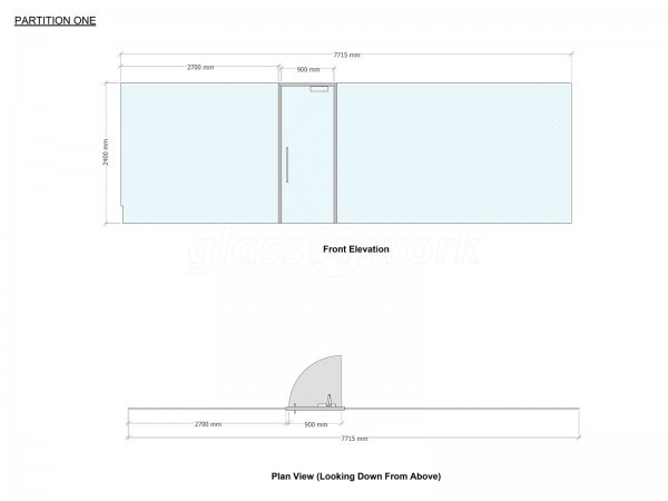 Pyramid Display Materials (Stretford, Greater Manchester): Toughened Glass Office Room Divider Screen With Door