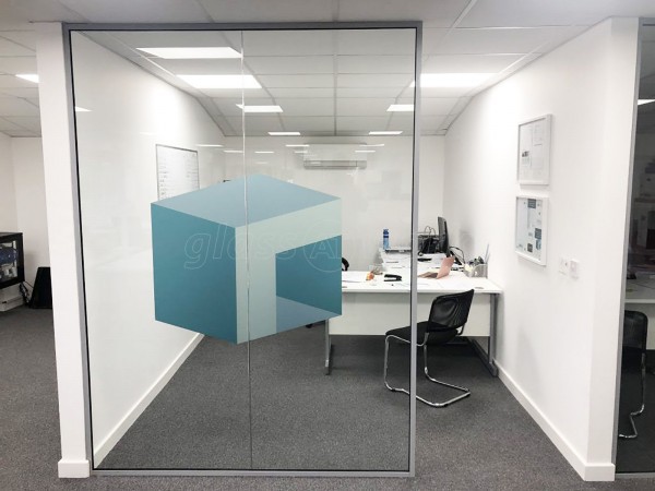 Ratiobox Group (Diss, Norfolk): Acoustic Glass Corner Room and Toughened Glass Open Ended Partitions