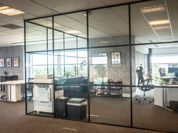 Ravensworth Printing Services Limited (Newcastle upon Tyne): T-bar Slimline Factory Style Office Partitions Black Framed