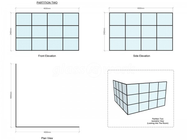 Ravensworth Printing Services Limited (Newcastle upon Tyne): T-bar Slimline Factory Style Office Partitions Black Framed