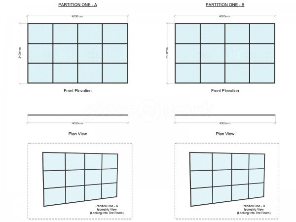 Ravensworth Printing Services Limited (Newcastle upon Tyne): T-bar Slimline Factory Style Office Partitions Black Framed