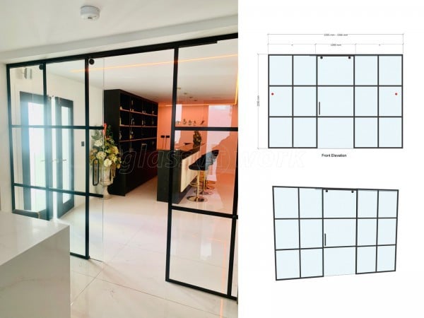 Domestic Project (Chigwell, Essex): Toughened Glass T-Bar Sliding Door Partition