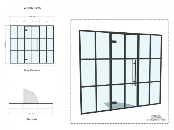 Residential Project (Ashford, Kent): T-Bar Industrial-Look [New York Style] Acoustic Glass Wall To Create New Home Office Work Space