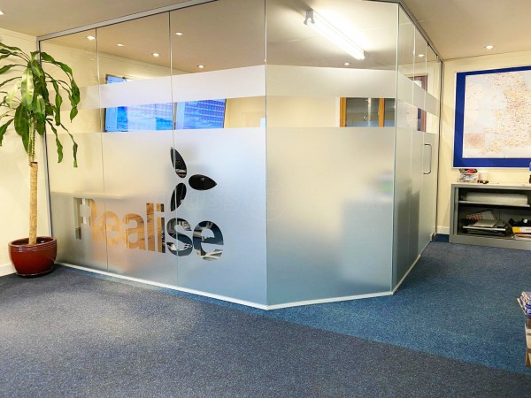 Realise Energy (Perth, Scotland): Glass Office Corner Room Using Frameless Toughened Glazed Panels