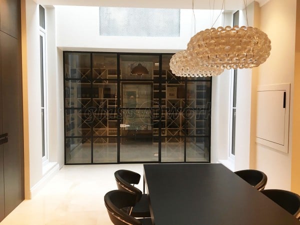 Domestic Project (Fulham, London): Black Framed Industrial Factory Style Glass Partition Wall & Door