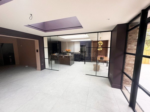 Domestic Project (Rickmansworth, Hertfordshire): Sliding Glass Double Doors With T-Bar Side Panels