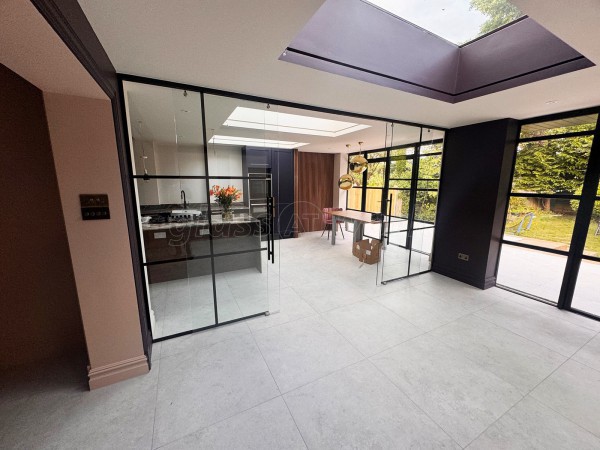 Domestic Project (Rickmansworth, Hertfordshire): Sliding Glass Double Doors With T-Bar Side Panels