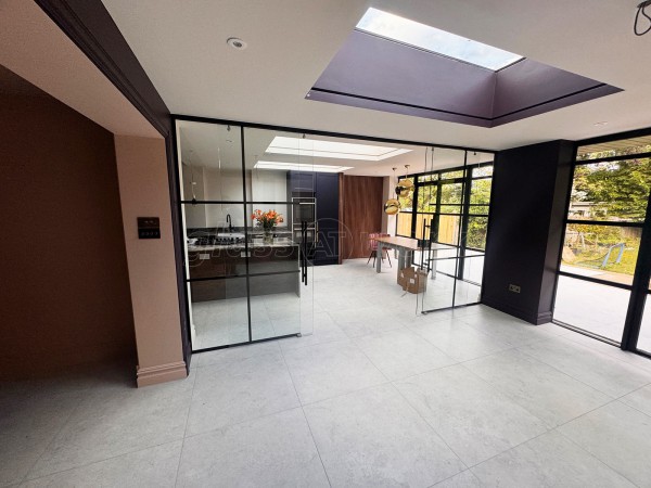 Domestic Project (Rickmansworth, Hertfordshire): Sliding Glass Double Doors With T-Bar Side Panels