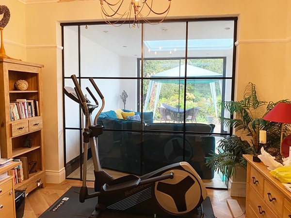 Domestic Project (Stockport, Greater Manchester): Industrial-Style T-Bar Glass Wall and Sliding Door