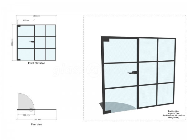 Residential Project (Bramcote, Nottinghamshire): T-Bar Slimline Heritage-Style Glass Room Divider