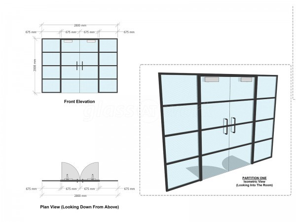 Residential Project (Darrington, West Yorkshire): T-Bar Slimline Industrial-Style Double Glass Doors and Partition