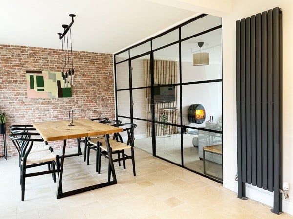 Residential Project (Northampton, Northamptonshire): New Black Warehouse-Style Room Divider to separate Dining Room from Living Room