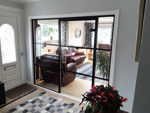 Domestic Project (Stirling, Scotland): Industrial-Style Black Framed Glass Room Divider and Door