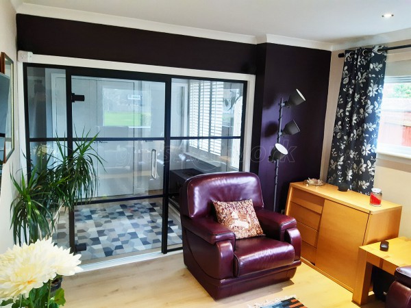 Domestic Project (Stirling, Scotland): Industrial-Style Black Framed Glass Room Divider and Door