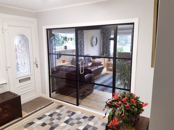 Domestic Project (Stirling, Scotland): Industrial-Style Black Framed Glass Room Divider and Door