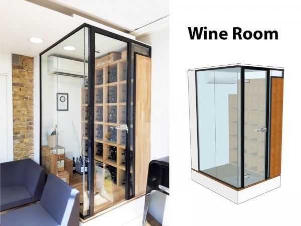 Wine Room (South Bank, London): Made-to-Measure Glass Corner Wine Room [Wine Cellar] Using Toughened Safety Glass