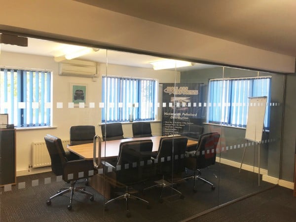 Hallam Express (Ecclesfield, Sheffield): Small Glass Office Wall With Frameless Door