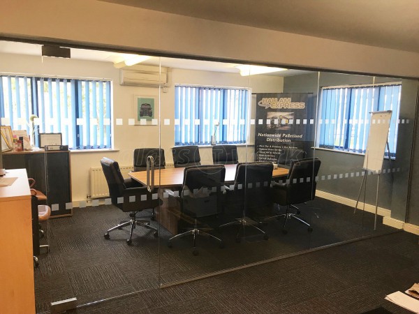 Hallam Express (Ecclesfield, Sheffield): Small Glass Office Wall With Frameless Door