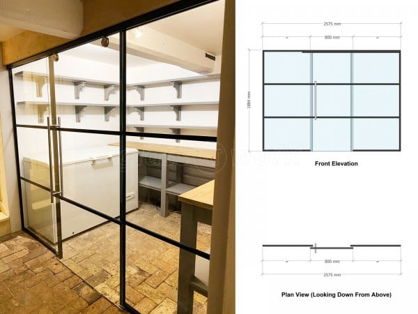 Residential Project (Norwich, Norfolk): Industrial Effect Glass Screen and Sliding Door With Black Framing