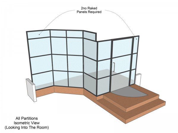 Together For Change (Nuneaton, Warwickshire): Stepped Industrial-Style Black Framed T-Bar Single Glazed Partition