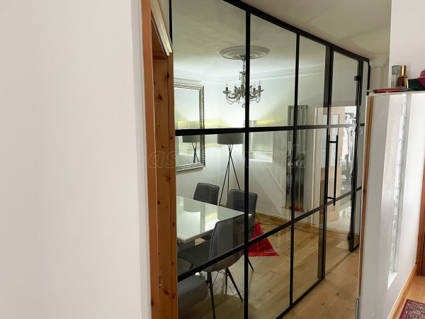 Domestic Project (Plaistow, London): T-Bar Black Framed Panel Glass Wall and Door