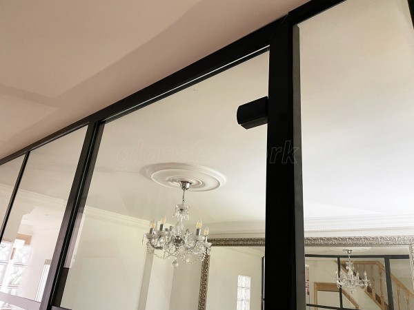 Domestic Project (Plaistow, London): T-Bar Black Framed Panel Glass Wall and Door