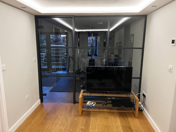 Domestic Project (Stroud, Gloucestershire): T-Bar Black Framed Room Divider With Door