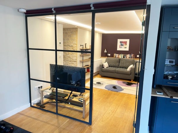 Domestic Project (Stroud, Gloucestershire): T-Bar Black Framed Room Divider With Door