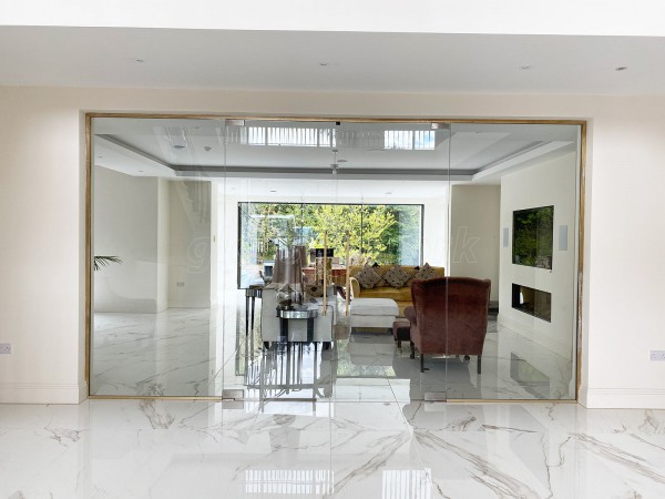 Treetops Homes (Sutton Coldfield, West Midlands): Glass Wall and Double Doors With Brushed Gold Aluminium Trackwork