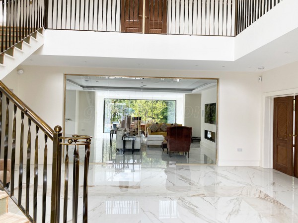 Treetops Homes (Sutton Coldfield, West Midlands): Glass Wall and Double Doors With Brushed Gold Aluminium Trackwork