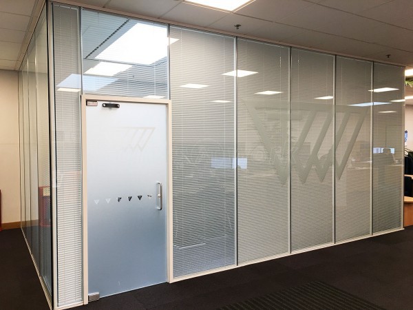 Trelleborg AVS (Leicester, Leicestershire): Double Glazed Meeting Room With Integral Blinds & Bespoke Film