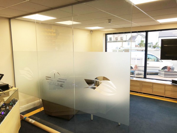 Walker Boat Sales (Conwy, North Wales): Corner Room Frameless Toughened Glass Partition