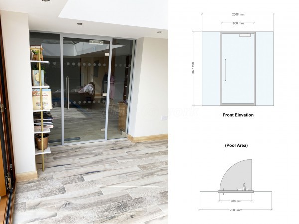 Residential Project (Preston, Lancashire): Toughened Glass Wall and Glazed Door With Satin Stainless Steel Pull Handles