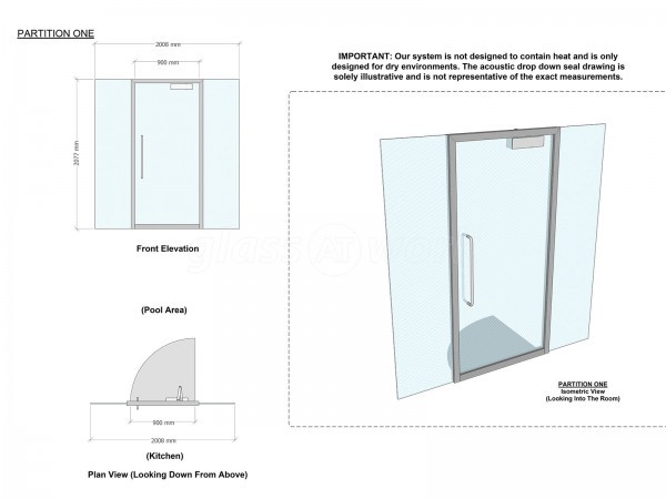 Residential Project (Preston, Lancashire): Toughened Glass Wall and Glazed Door With Satin Stainless Steel Pull Handles