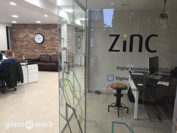 Zinc Digital (Little Houghton, Northampton): Glass Partitions with Sliding Doors