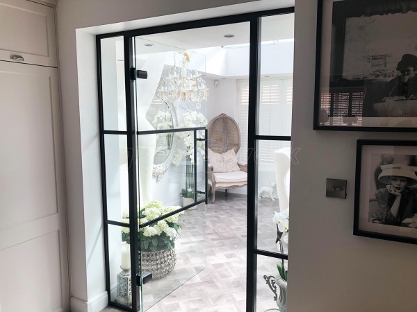 Domestic Project (Blackpool, Lancashire): T-Bar Aluminium Black Framed Glass Door and Side Panels