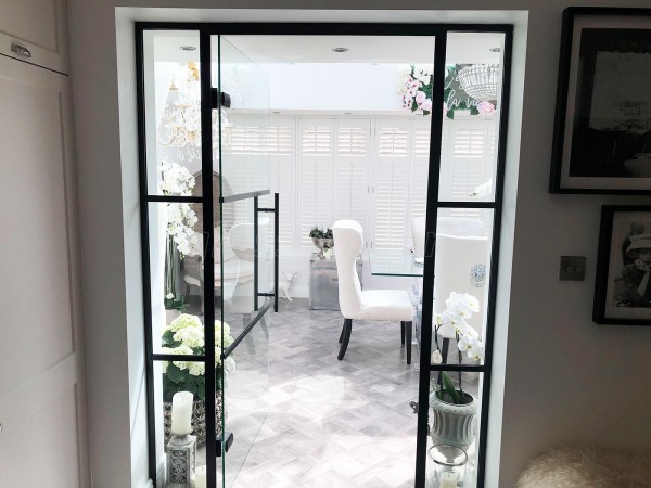 Domestic Project (Blackpool, Lancashire): T-Bar Aluminium Black Framed Glass Door and Side Panels