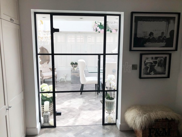 Domestic Project (Blackpool, Lancashire): T-Bar Aluminium Black Framed Glass Door and Side Panels