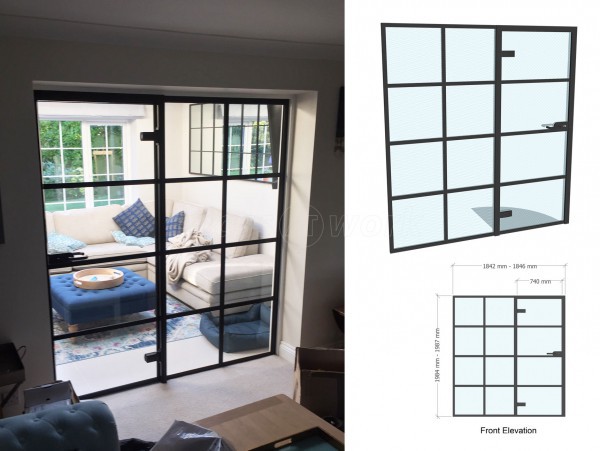 Domestic Project (Haslemere, Surrey): T-Bar Black Framed Glass Door and Side Panel